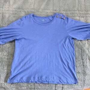 LOFT Cobalt Button Accent Tee